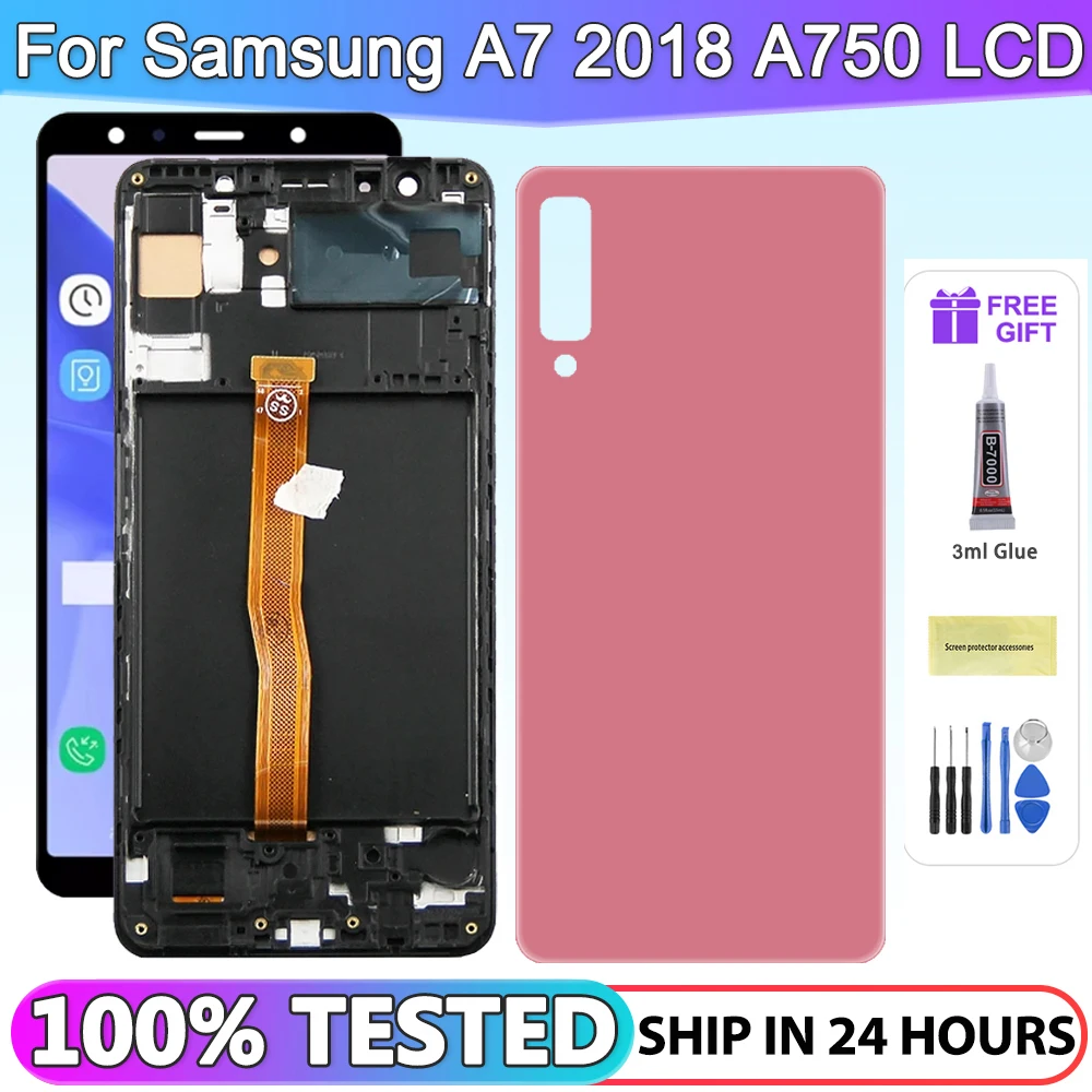 100% Test A750 lcd For Samsung A7 2018 SM-A750F A750FN A750G A750F LCD Display Touch Screen Digitizer Assembly Replace