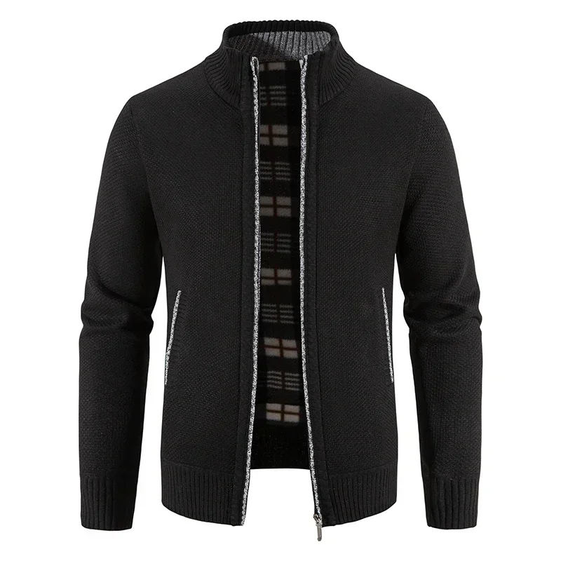 Maglione da uomo invernale caldo casual tinta unita cerniera maglieria cardigan da uomo in misto cotone cashmere giacca lavorata a maglia di alta qualità da uomo