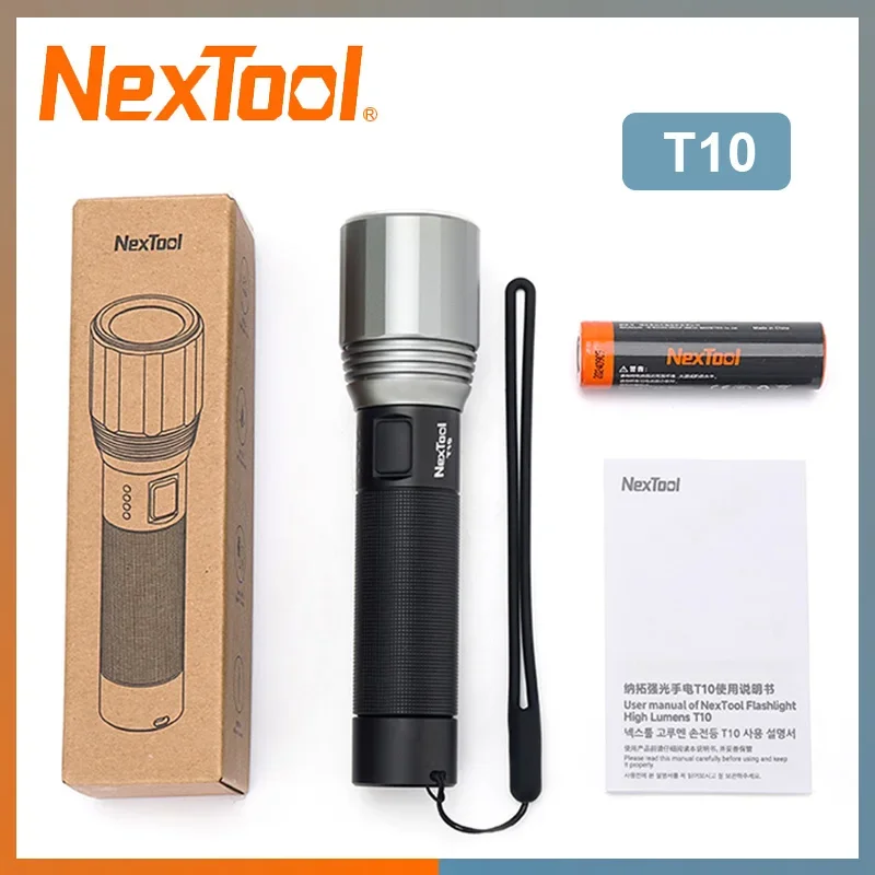 NexTool T10 Rechargeable Flashlight 2600mAh 2000 High Lumens 7 Modes Torch Lamp EDC Flashlight for Outdoor Camping Hiking