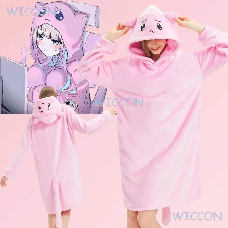 25COSAme KAngel Cosplay Piyama Hoodie Merah Muda Game NEEDY GIRL OVERDOSE Piyama Merah Muda KAngel Di Depan Komputer Setelan Cosplay