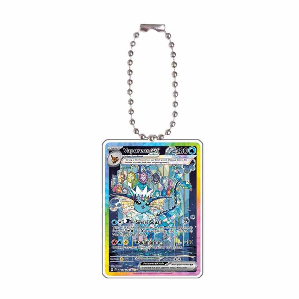LLavero de Pokémon Anime Sylveon Eevee Glaceon Espeon Flareon Vaporeon Jolteon Leafeon, llavero colgante acrílico con forma de tarjeta de juego