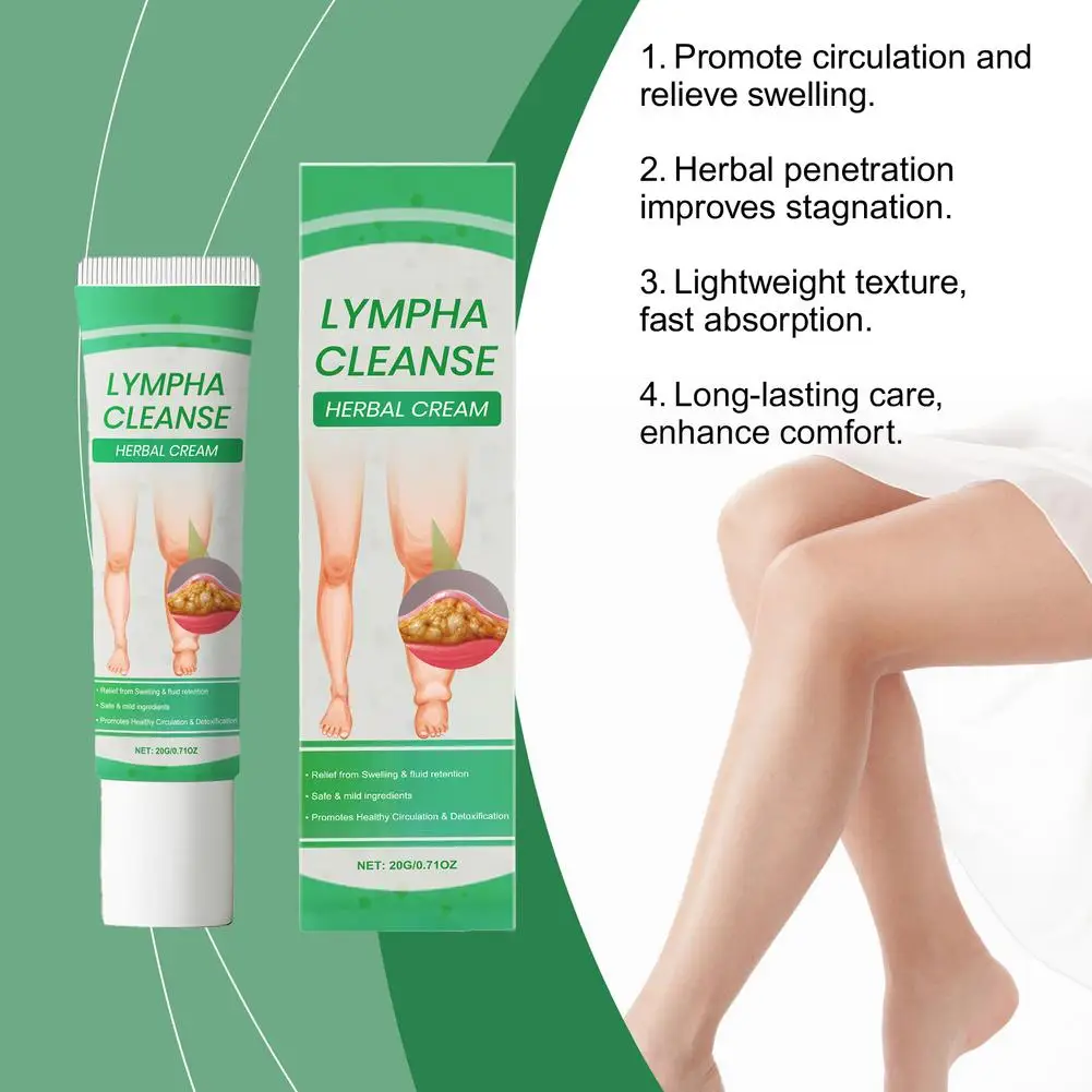 LYMPHA CLEANSE Herbal Cream 20g Leg Swelling Relief Detoxing Lotion Fluid Retention Blood Circulation Body Skincare Cream
