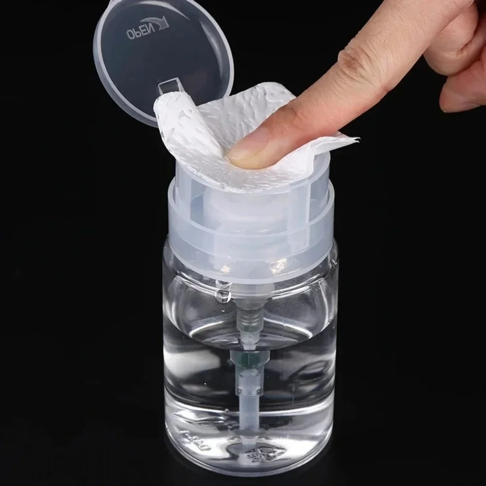 100/200ml Refillable Empty Press Pump Dispenser Bottle Portable Storage Container for Nail Polish Remover Cleaner Nail Art Tools