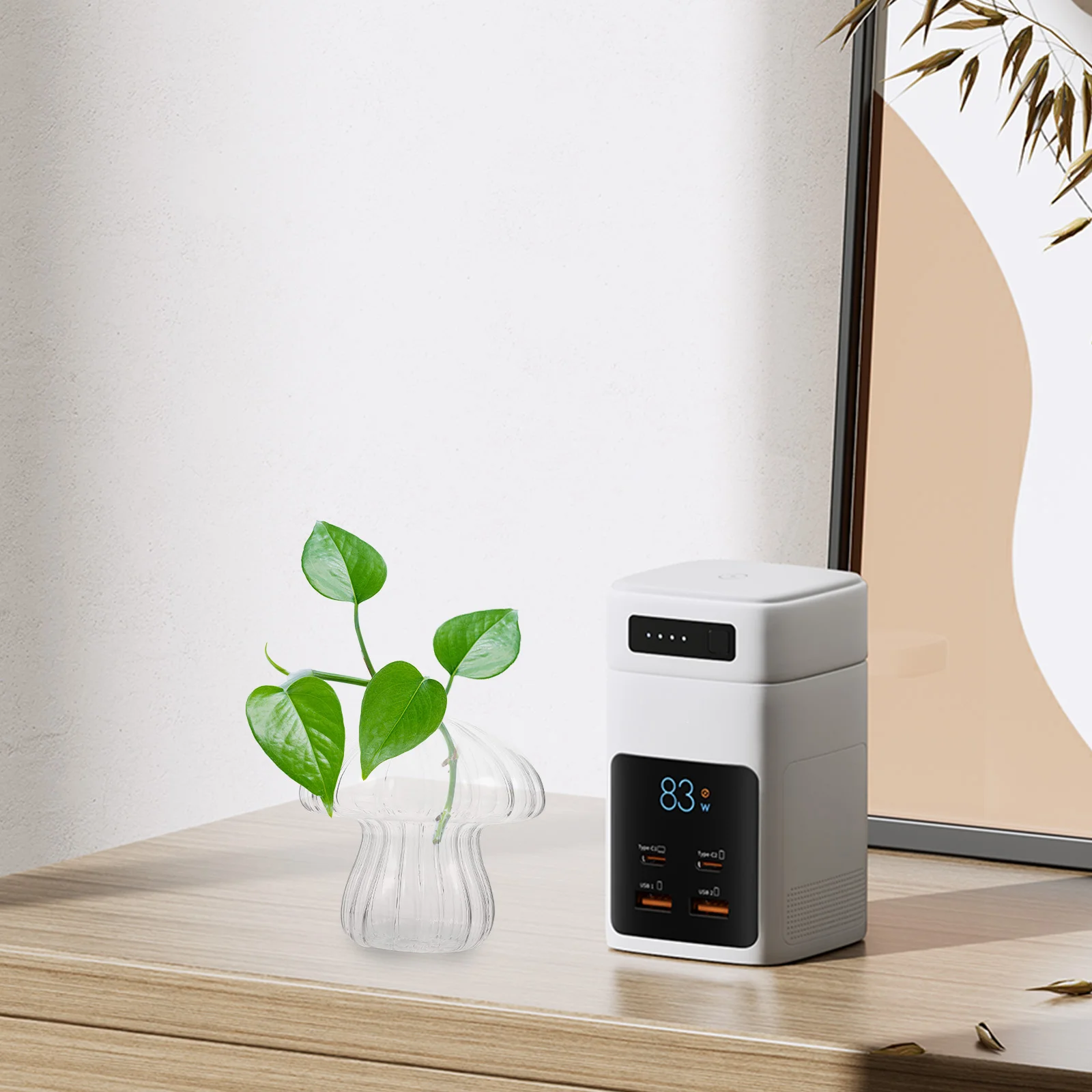 

Glass Mushroom Shaped Vase Desktop Transparent Home Decoration Hydroponic Flower Vase for Bedroom Kitchen Office