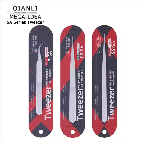 Tweezer QIANLI MEGA-IDEA 7-SA Bent Tip 0.15mm 00-SA Non-Magnetic Stainless Steel Short Pointed SS-SA Long Pointed Repair Clip