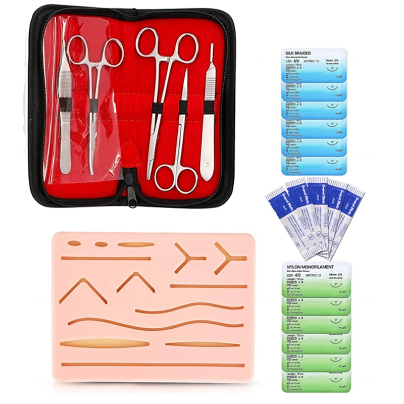 Kit de suture d'invitation pour étudiants, comprenant un tampon de suture en silicone et un outil de suture pratique, kit de suture pour la formation