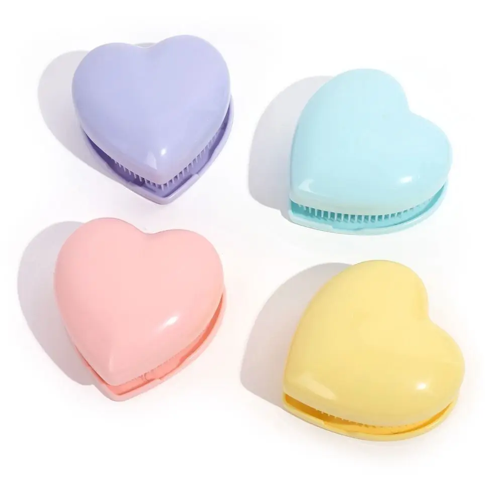 Cute Hair Care Heart-shaped Hair Comb ABS Folding Mirror Comb Straightener Comb