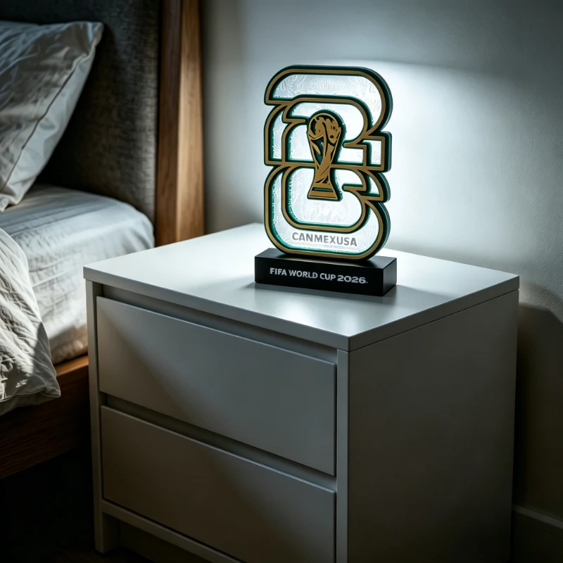 Lámpara de Noche de Madera con Temática de la Copa Mundial FIFA México, Decoración LED, Lámpara de Lectura Nocturna con Protección Ocular, Colección de Fans, Recuerdo, Regalo