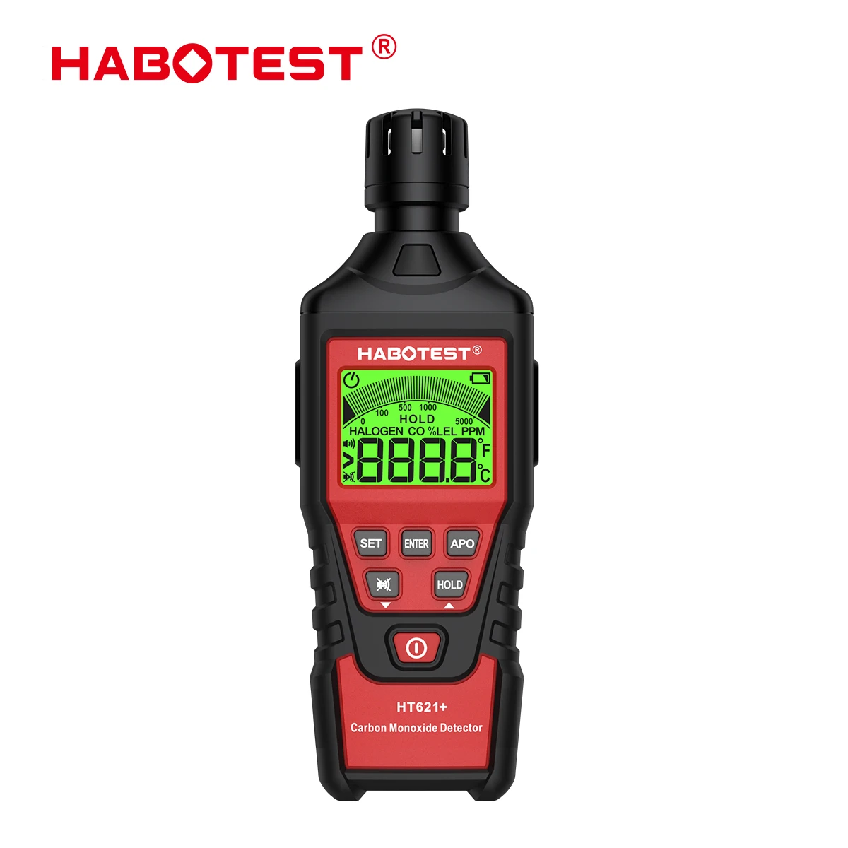 HABOTEST HT621+ Handheld Carbon Monoxide Meter 0~5000Ppm High-Precision CO Detector with Audible & Visual Alarm CO Gas Tester