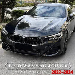 Dual Slat Car Front Grille Kidney Grill For BMW 8 Series G14 G15 G16 840i 840d M850i M-Sport 2022-2024 Gloss Black ABS Tuning