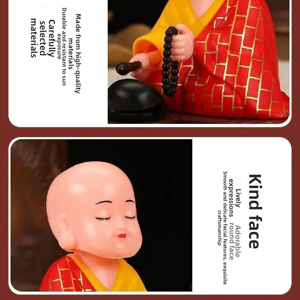 Devout Prayer Solar Nodding Buddha Nodding Wealth Coming Buddhist Monk Figurines Handcrafts Successfully Beating Wooden Fish
