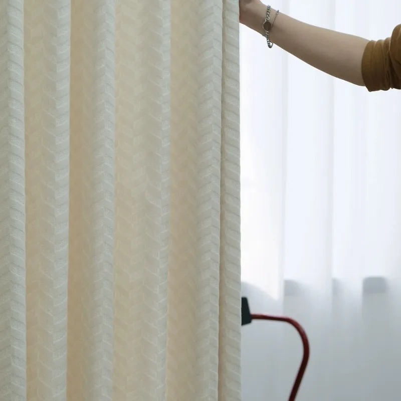 Luxury Italian Chenille Jacquard Small Fragrance Style Gold Thread Texture Living Room Bedroom Curtains Custom Size Decor