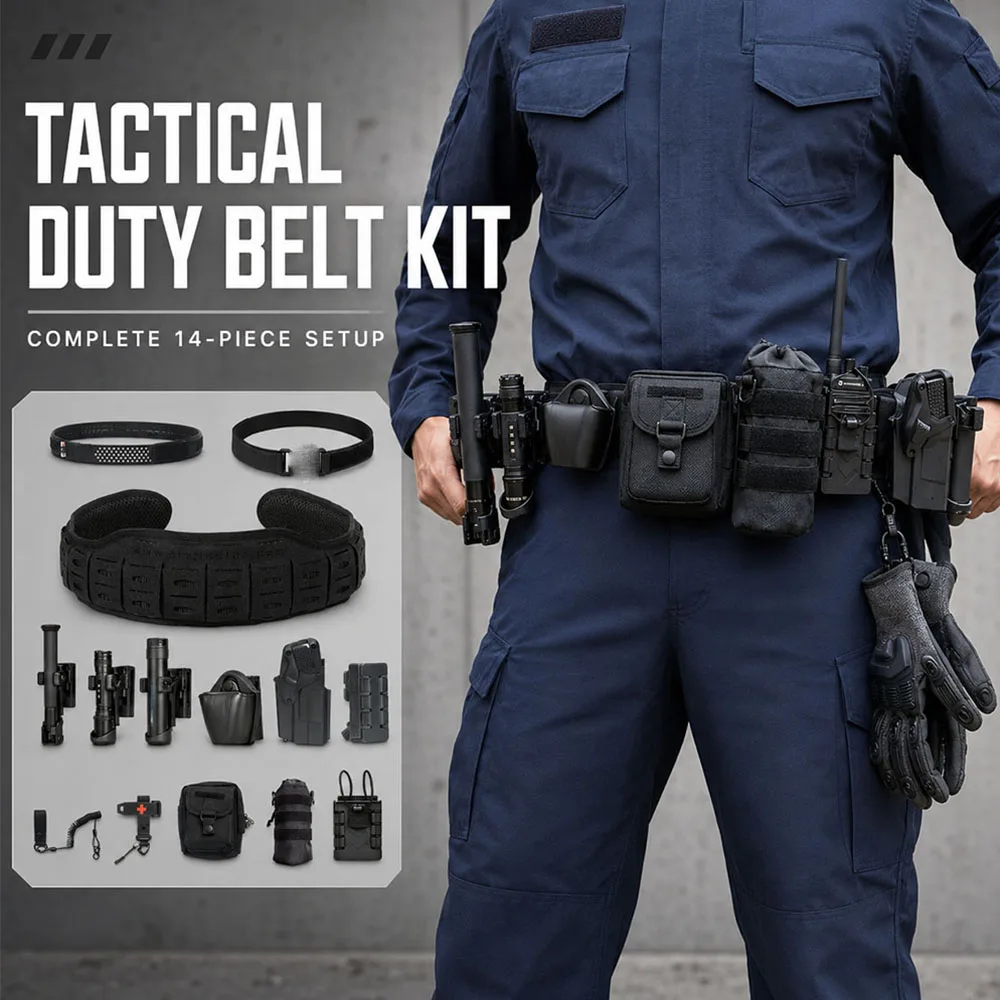 Lightweight Tactical Duty Belt Set with Quick Draw Holster Outdoor MOLLE Waist Belt Utility Kit for Cosplay Airsoft Combat