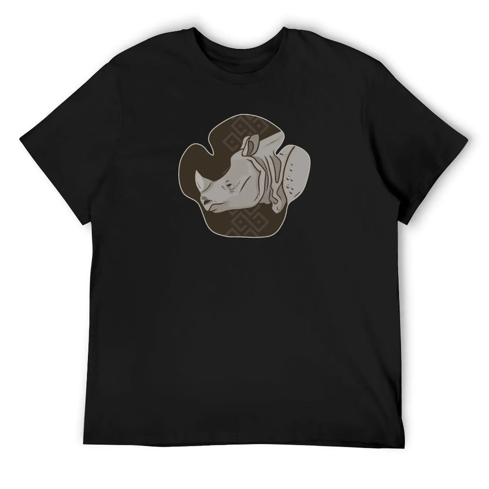 Rhino Footprint Portrait - Greater One-horned Rhino T-Shirt korean fashion cute clothes mens t shirts