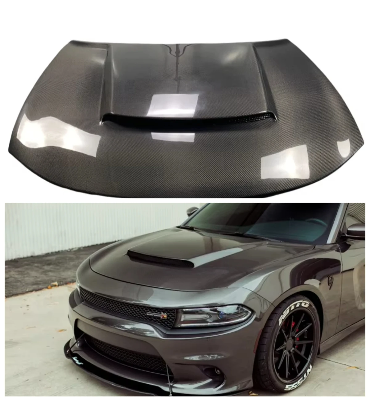 High Quality Carbon Fiber Front Engine Hood Bonnet for Dodge Charger