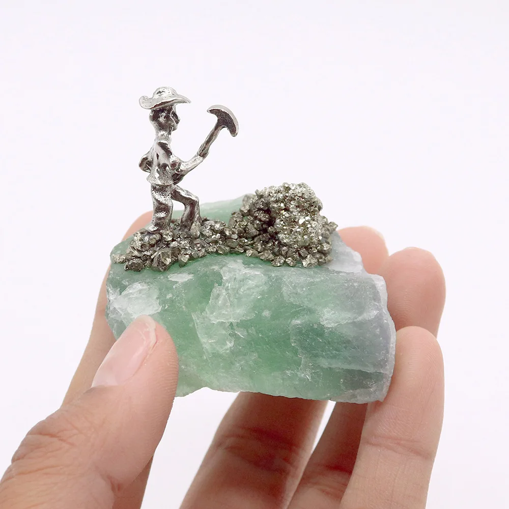 Natural Crystal Cluster Miner Figurine Creative Quartz Stone Home Desk Decor Nordic Style Craft Ornament Boxed Wholesale