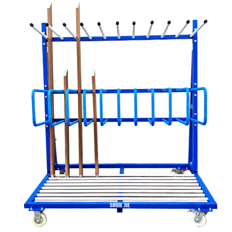 

Hot Sale 10 Slots 110mm Spacing Aluminum Door And Window Finished Product Storage Turnover Cart Aluminum Trolley