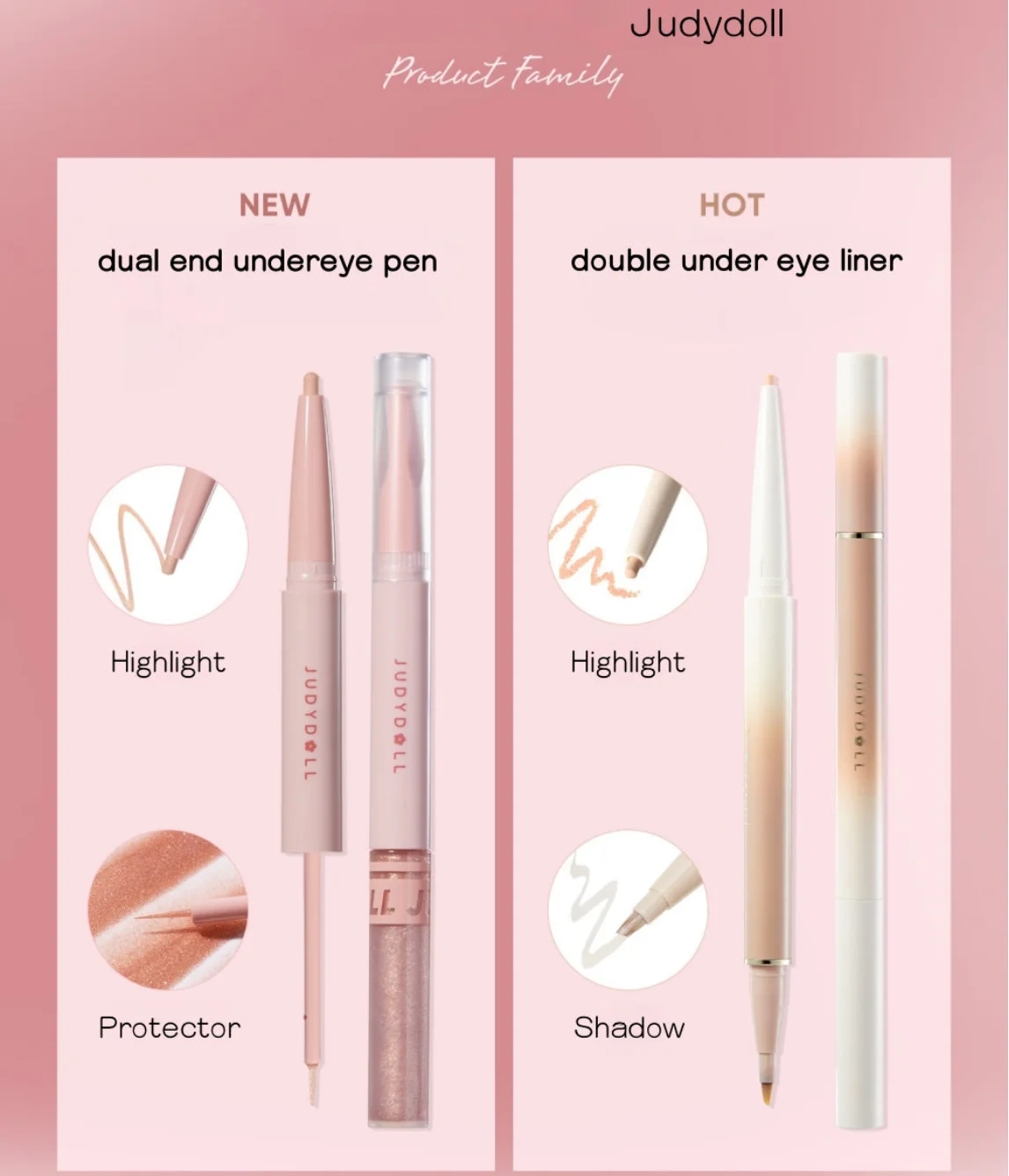JUDYDOLL デュアルエンド アンダーアイ ペン シャドウ ハイライター マット ネイチャー 100% オリジナル メイクアップ コスメティック
