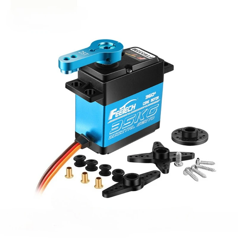 

FT6335M Стандартный цифровой водонепроницаемый серводвигатель с металлическим зубом, магнитная индукция, 360 градусов, 35 кг, модель автомобиля и корабля