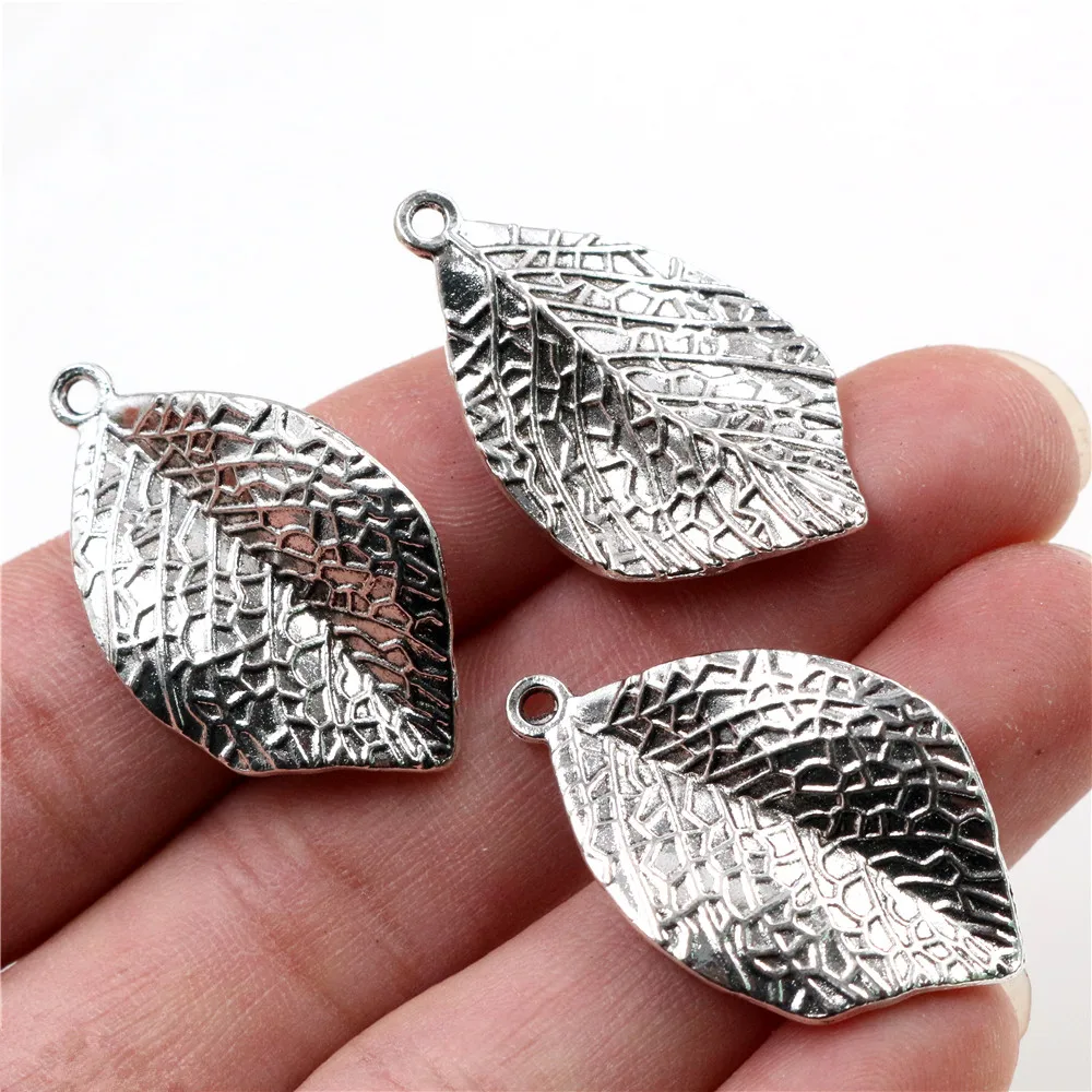33x20mm 6pcs Antique Silver Plated Leaf Style Handmade Charms Pendant:DIY for bracelet necklace(P4-18)