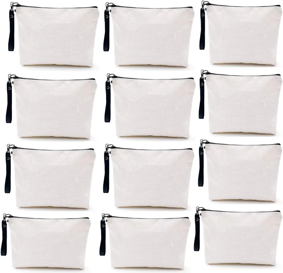 20 Pack Sublimation Blanks Linen Makeup Bags With Wristband DIY Heat Transfer Print Cosmetic and Pencil Pouches