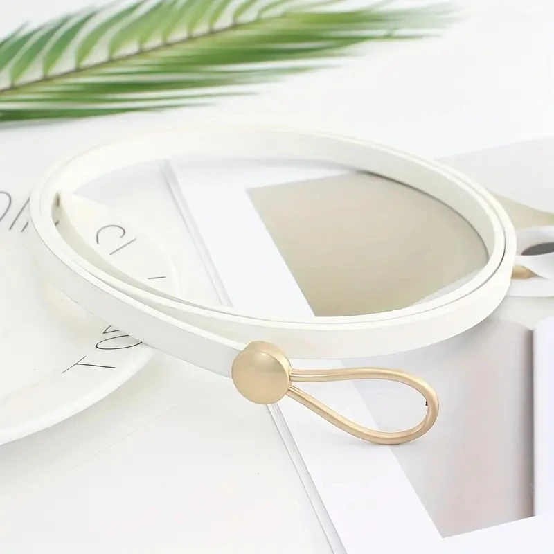 No-hole Knotted Belt Vintage PU Leather Waistband Solid Color Vintage Decorative Belts Thin Dress Girdle For Women image 5