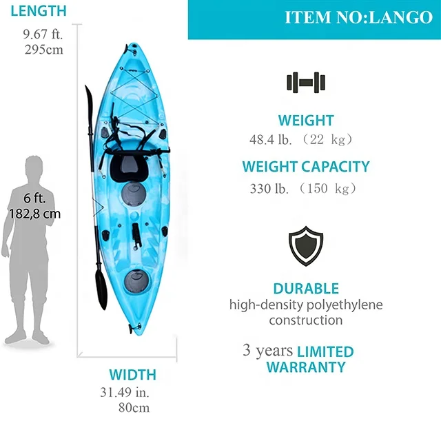 Hot Sell Fishing Kayak Plastic Single Paddle Canoe Sit on Top Cheap Price Touring Kayak for Sale 25 Ningbo Kano Support 2 Years