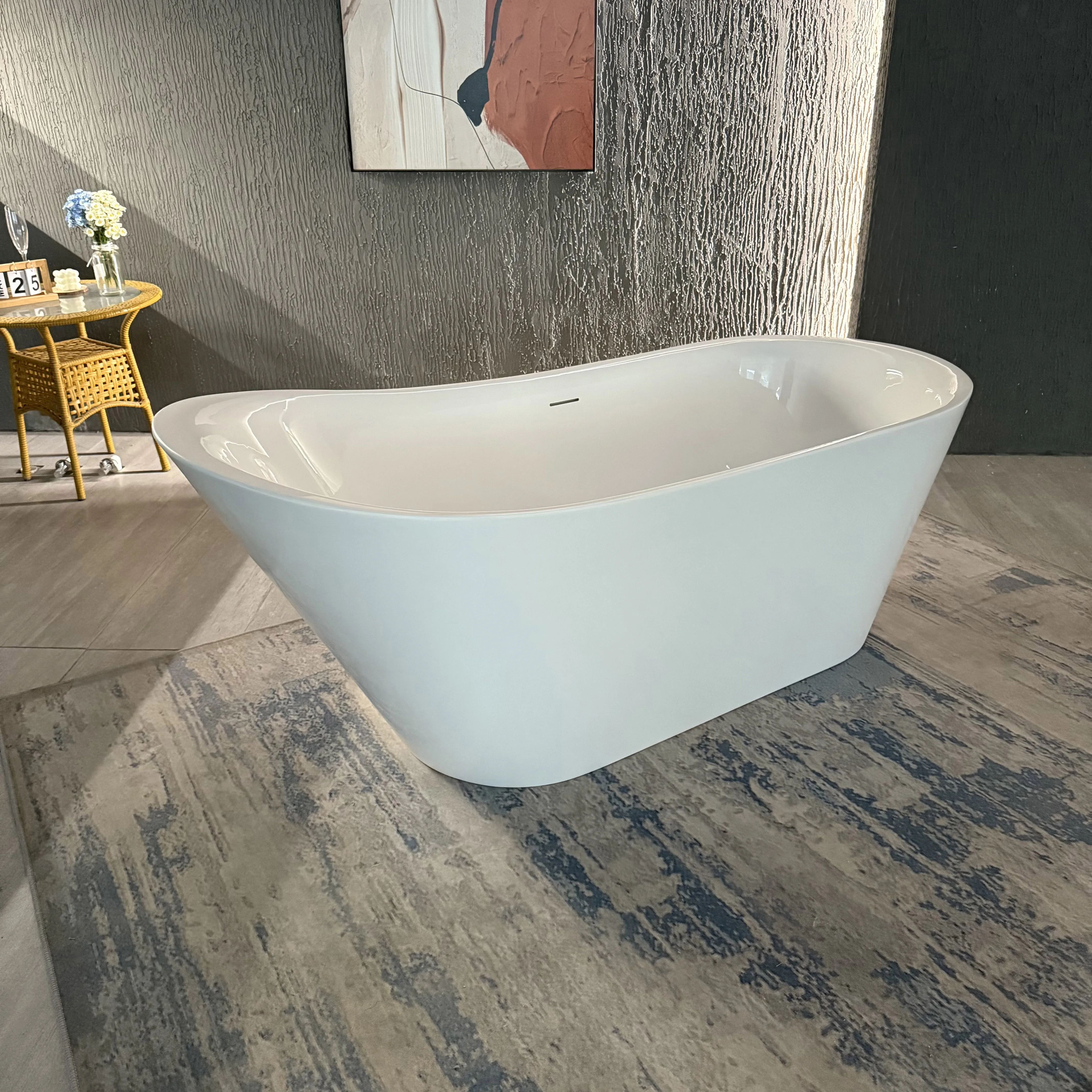 Bathtub,Suly Merlin Raised On One Side Freestanding Acrylic Bathtub Whirlpool Soaking Bath Tub