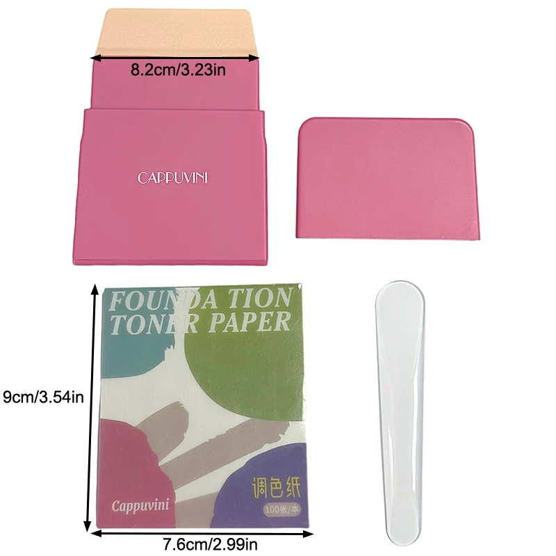 فرشاة كريم أساس محمولة من السيليكون مع ورق مختلط ملون، بودرة مطبقة بالتساوي، بدون خط كريم أساس برأس مسطح، قاعدة مكياج للوجه #6