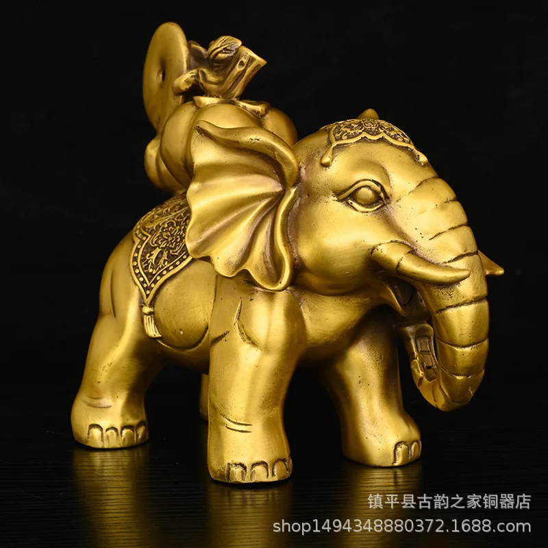 [Copperware] Brass Ornament Auspicious Home Living Room Office Water-Absorbing Elephant Decoration Housewarmin