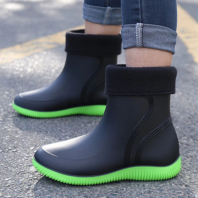 

Новые мужские резиновые сапоги до середины икры, летние нескользящие резиновые сапоги Water oes Faion Car Wa ort-Calf, кухонные рабочие сабо