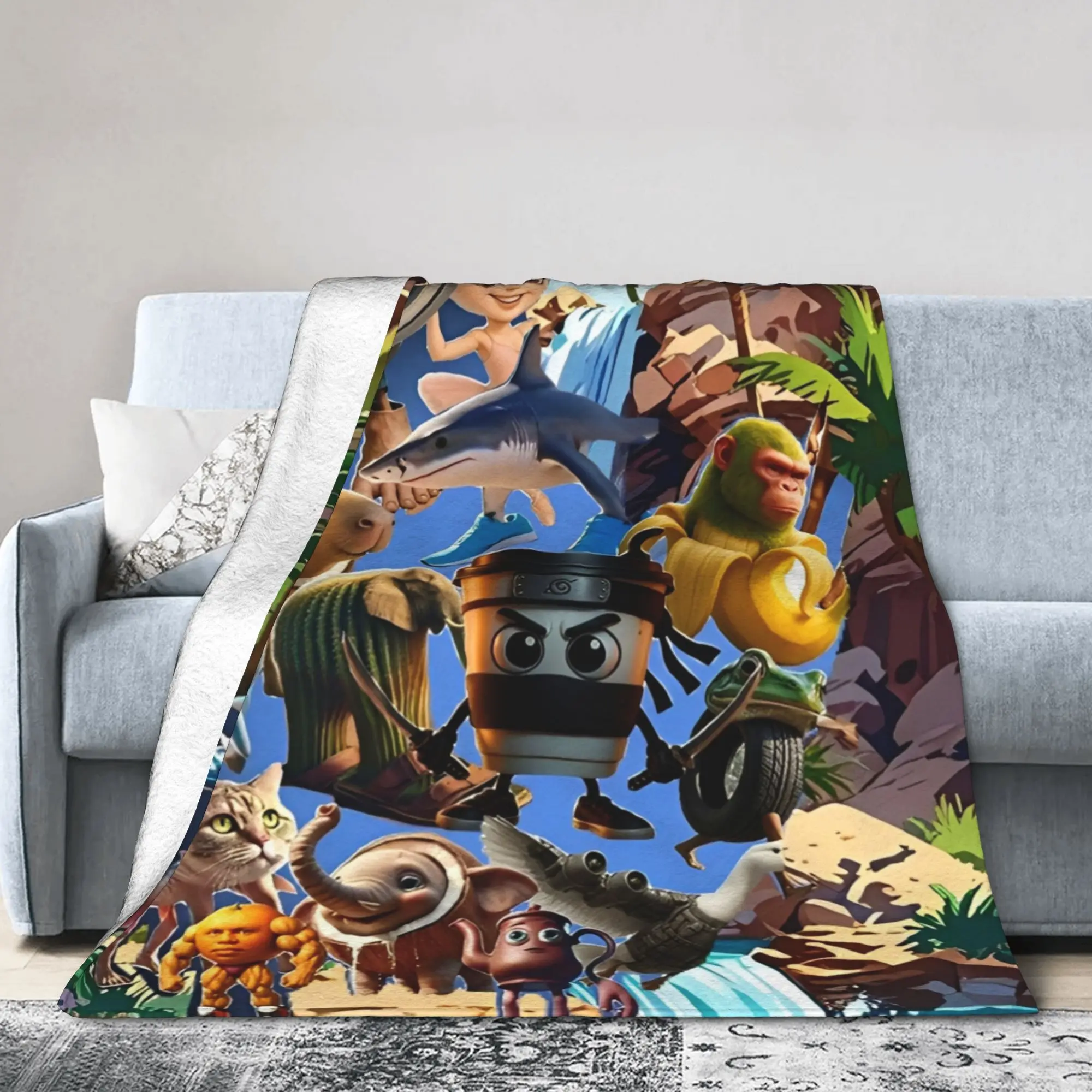 Italian Brainrot Meme Funny Merch Blankets Soft Fleece  Throw Blankets Relax Quilt