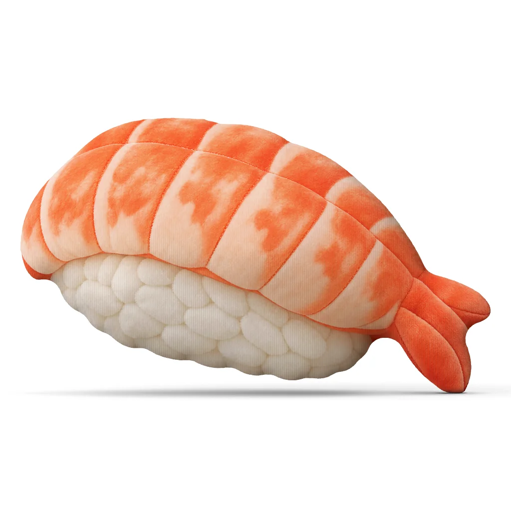 Cute Shrimp Nigiri Sushi Shaped Stuffed Pillow Japanese Food Cushion Throw Pillow for Sofa Home Decor Gift for Sushi Lovers