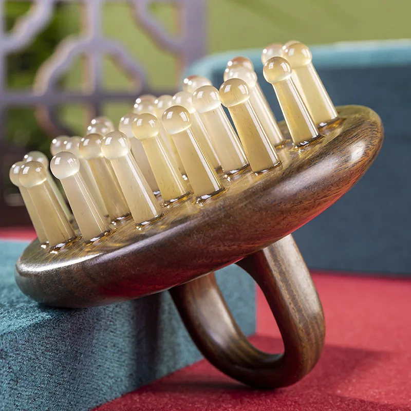 

Natural Buffalo Horn Comb Scalp Massage Comb Muscle Scraping Stick Head Meridian Brush Leg Abdominal Scraping Comb Universal for