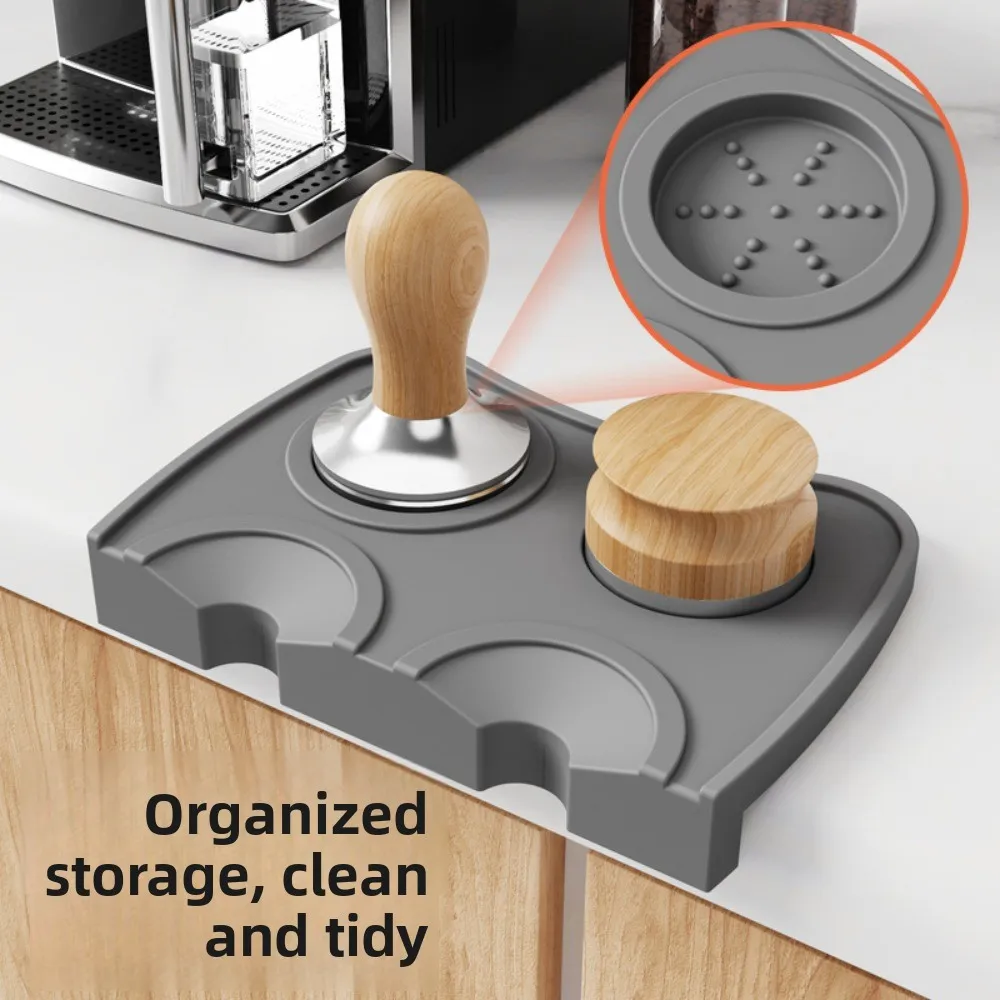 Anti-slip Silicone Coffee Powder Pressing Pad, Italian Espresso Bar Corner Tool Storage Powder Hammer Compaction Pad