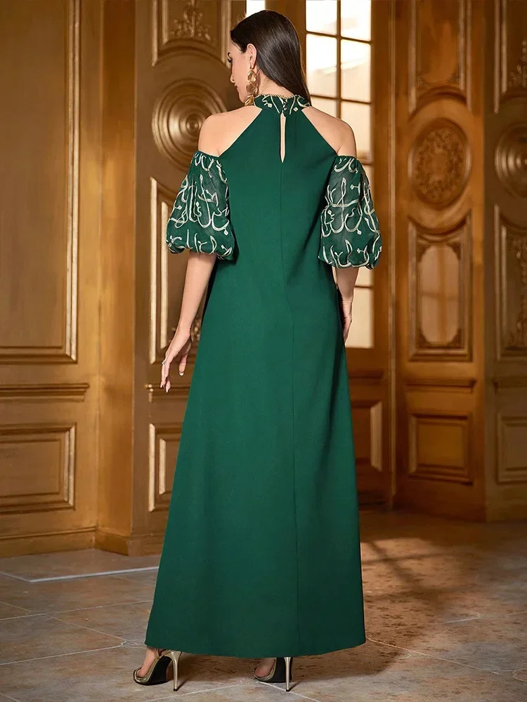 

Embroidery Cold Shoulder Abaya Long Dress for Elegant Women Kaftan African Dresses Evening Femme Vestidos Islamic Clothing Party