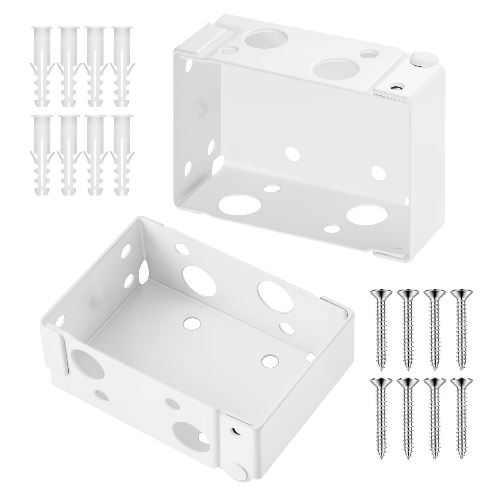 SucceBuy 2 Pcs Box Mounting Brackets Fit for 1.5 x 2.25 inch Headrails with Self-Tapping Screws for Blinds Installation White
