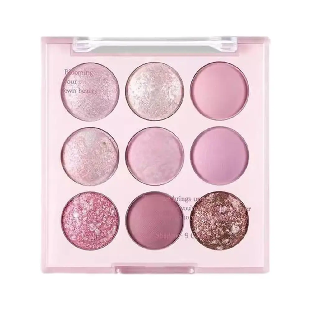 9 Colors Eyeshadow Palette Glitter Strawberry Jam Blush Tea Eye Makeup Purple Cool Cosmetics Oat Tone Milk Korean Women Sha M2B6