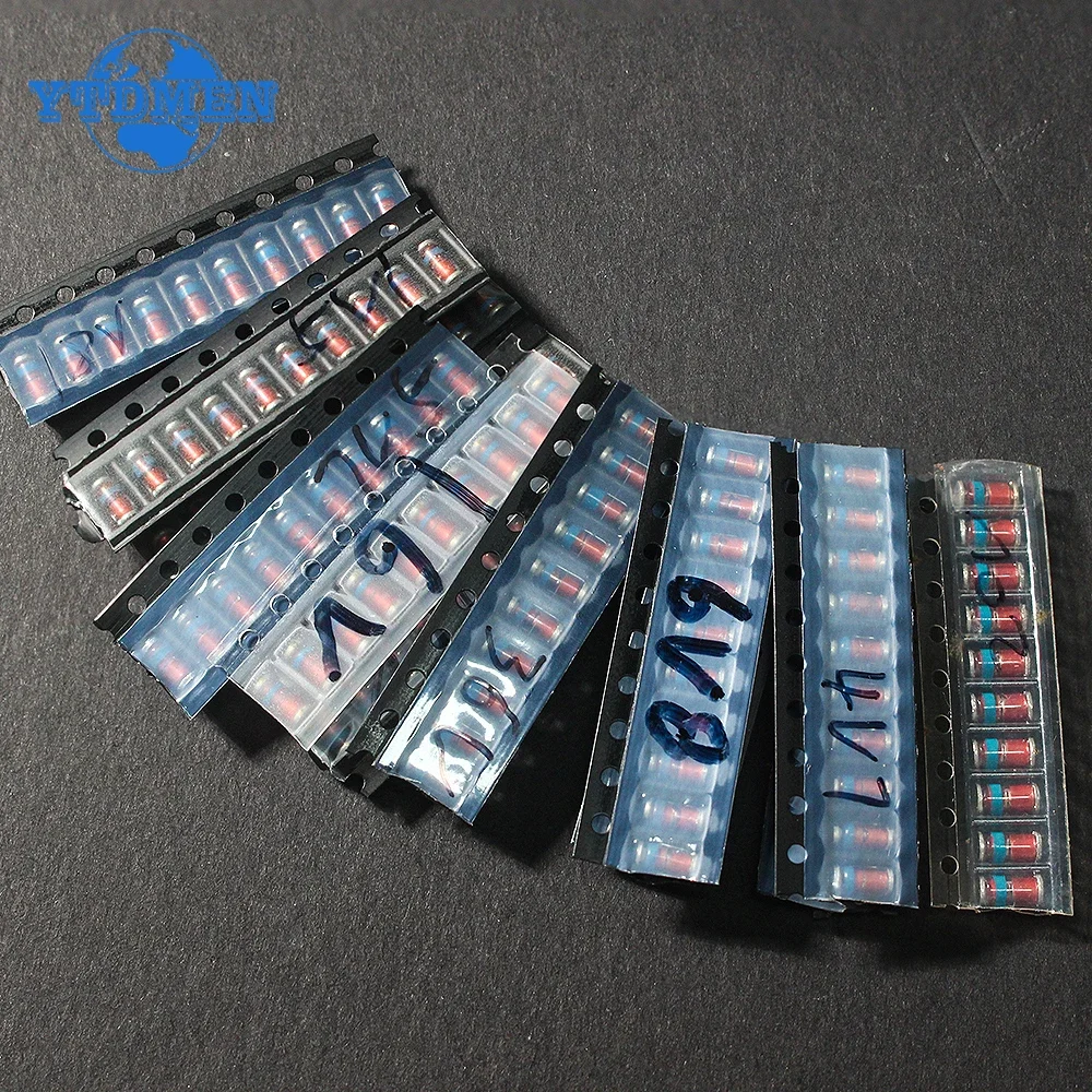 130PCS SMD LL41 Zener Diode Kit 1W Voltage Regulator Diodes Pack 3.3V 4.7V 5.1V 6.8V 7.5V 10V 12V 15V 16V 18V 20V 24V 36V