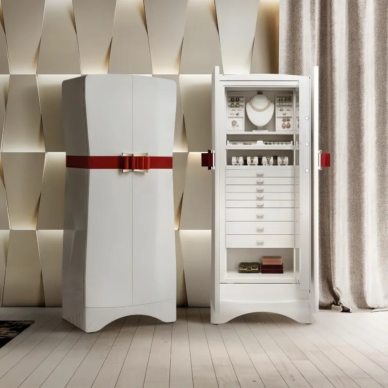 Light luxury high-end floor-to-ceiling jewelry safe designer villa luxury home wall solid wood jewelry storage cabinet