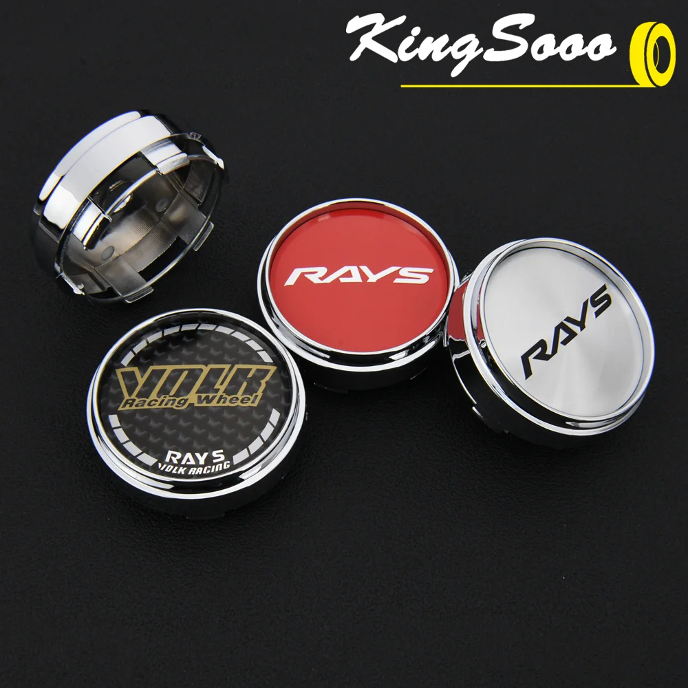 4PCS JDM Clip 62mm Wheel Cap Sport Rim Cap VOLK RAYS Center Caps Wheel Cover Hub Cap Black & Silver