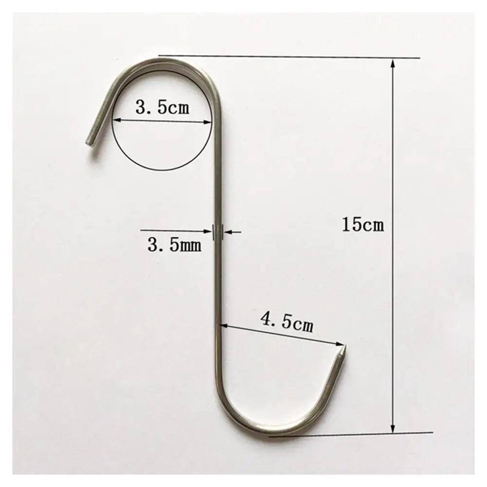 10Pcs/Set Stainless Steel S Hooks With Sharp Tip Utensil Meat Clothes Hanger Hanging Hooks For Butcher Shop Kitchen Baking Tools