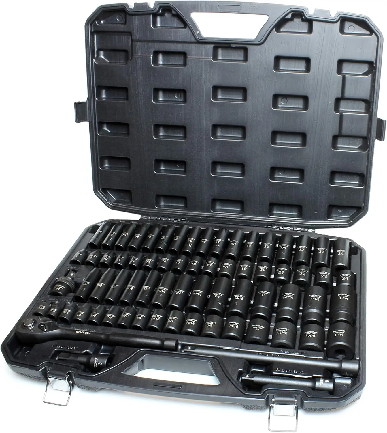 

1/2" Drive 70pc Impact Socket Set with SAE & Metric Sizes, Standard/Deep Sockets, Extension Bars & Adapters