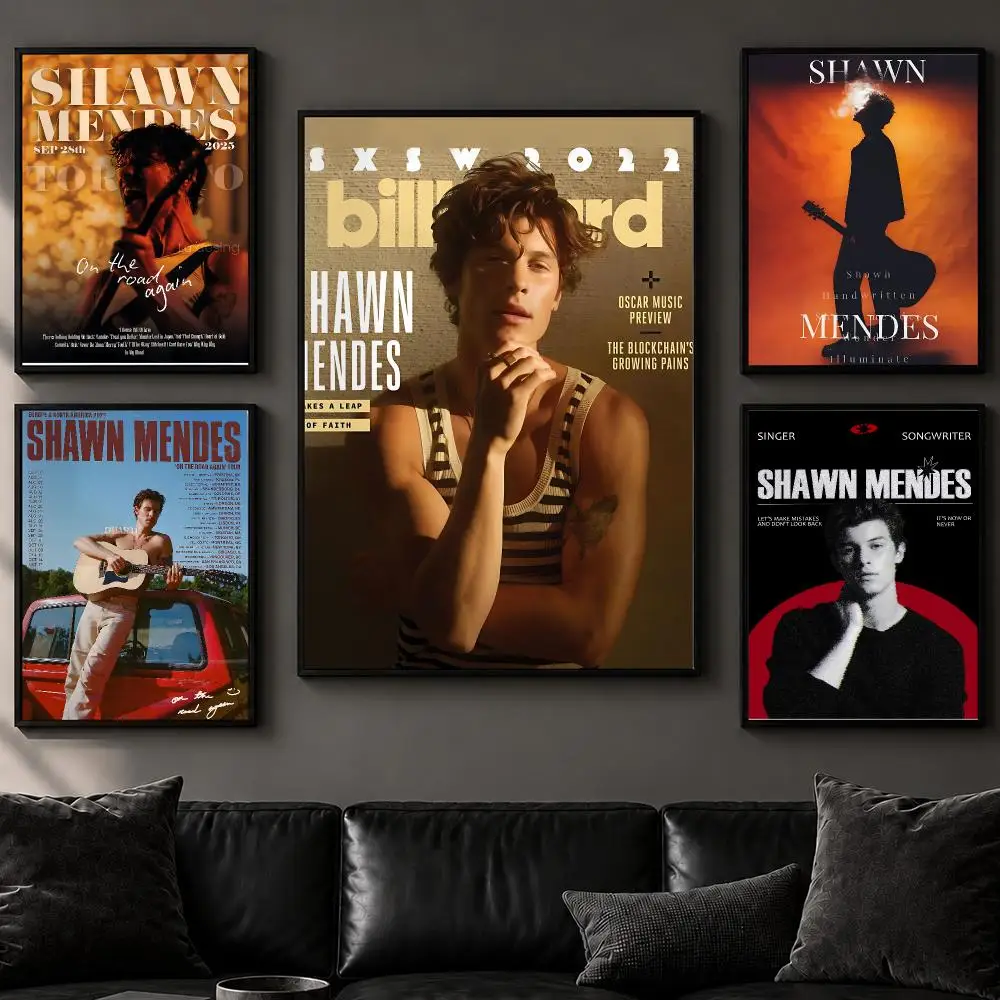 Singer S-Shawn MendesS Poster Art  Self-Adhesive No Glue Residue Wall Decor for Bedroom Living Room