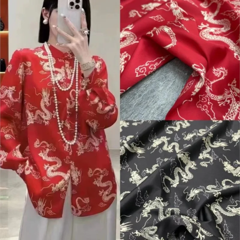 สินค้าใหม่ พิมพ์ลายทแยง ผ้าไหมยืด เสื้อคลุมและเดรสสไตล์จีน