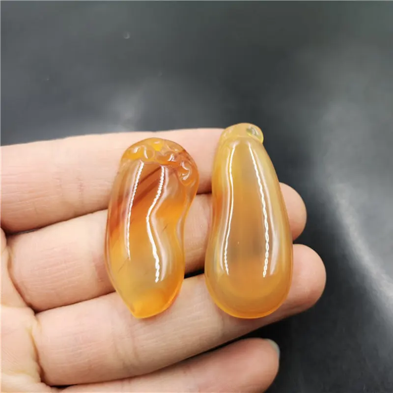 Cheap Jade Pretty Yellow Chalcedony Agate Fu Melon Pendant Fu Lu Shou Agate Water Drop Pendant Jade pendant