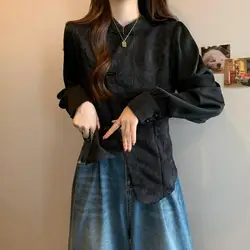 Design Sense New Chinese Style Shirt for Women Slim and Chic Beautiful and Stylish Buttoned Top Chinese Style Small Shirt