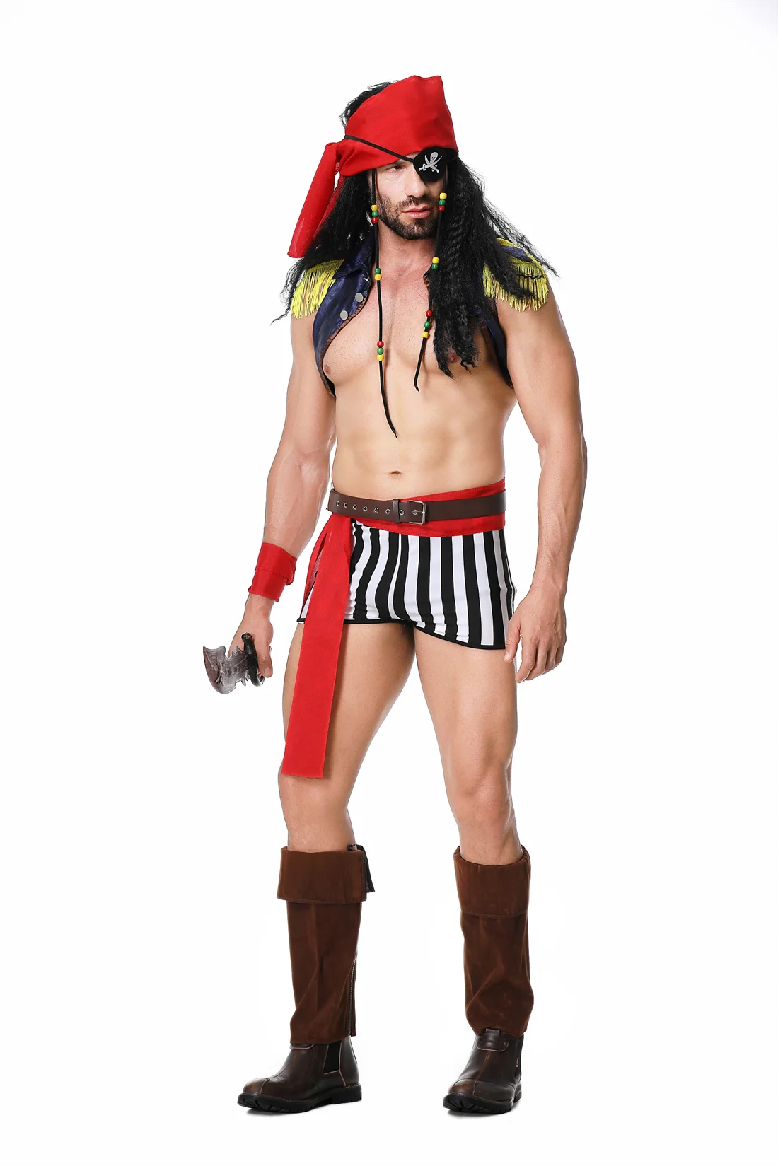 Men Pirate Costume Halloween Adult Sexy Cosplay Party Pirate Captain Uniform Suit