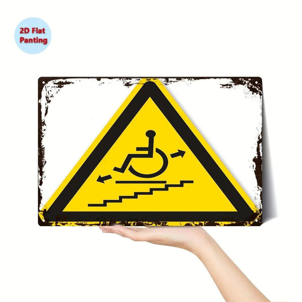 Vintage Yellow Black Warning Sign, 8x12 Inch Heavy Duty Aluminum Metal Wall Art for Fall Prevention