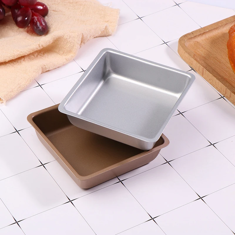 4Inch Mini Square Carbon Steel Baking Tray Pizza Cake Mold Non-Stick Bakeware Air Fryer Oven Tart Pan Kitchen Cooking Tool